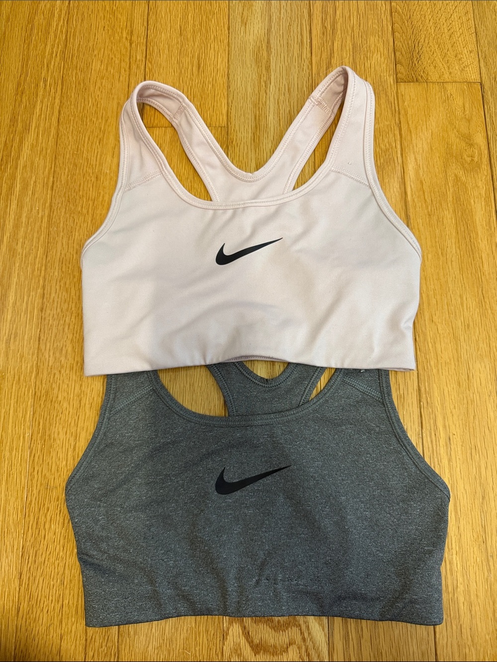 Nike Duo Racerback Sports Bras - Pale Pink & Charcoal Gray